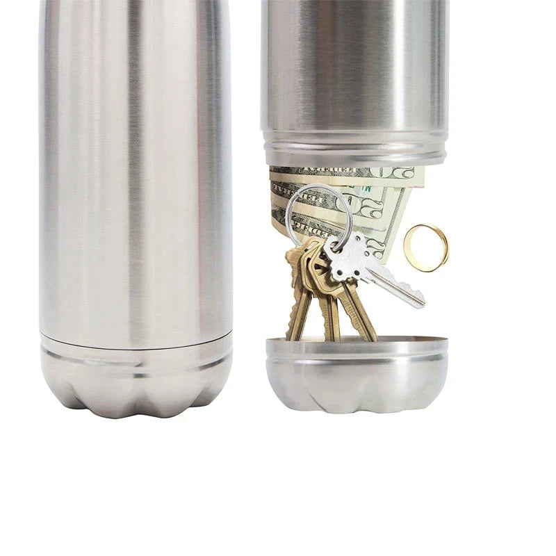 Stainless Steel Diversion Portable Water Bottle with Bottom Secret Compartment