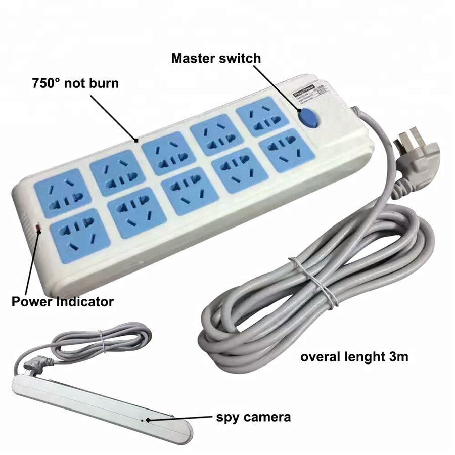 1080P WIFI IP HIDDEN SPY NANNY CAMERA POWER BAR-SPYMODS