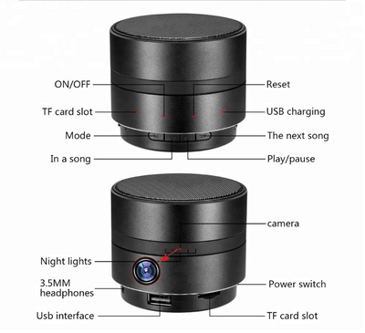 1080P HD H.264 WIFI Bluetooth SPEAKER HD SPY CAMERA-SPYMODS