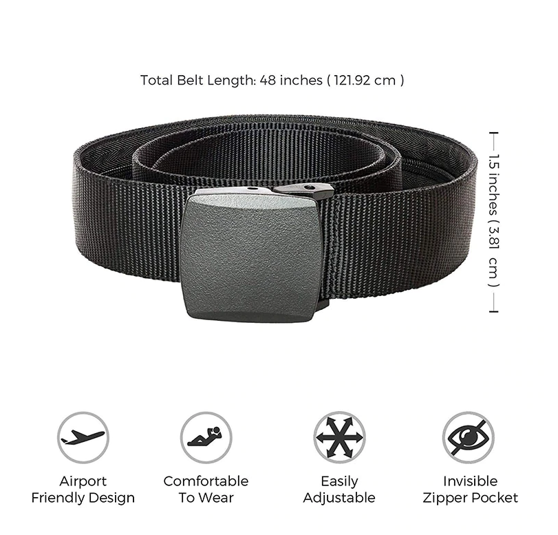 SECRET HIDDEN POCKET TRAVEL Nylon DIVERSION CASH BELT-SPYMODS