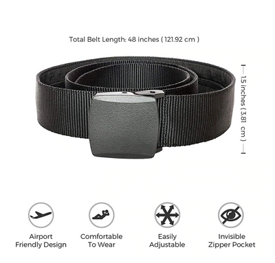 SECRET HIDDEN POCKET TRAVEL Nylon DIVERSION CASH BELT-SPYMODS