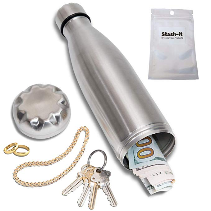 Stainless Steel Diversion Secret Safe Drinking Water Bottle-SPYMODS