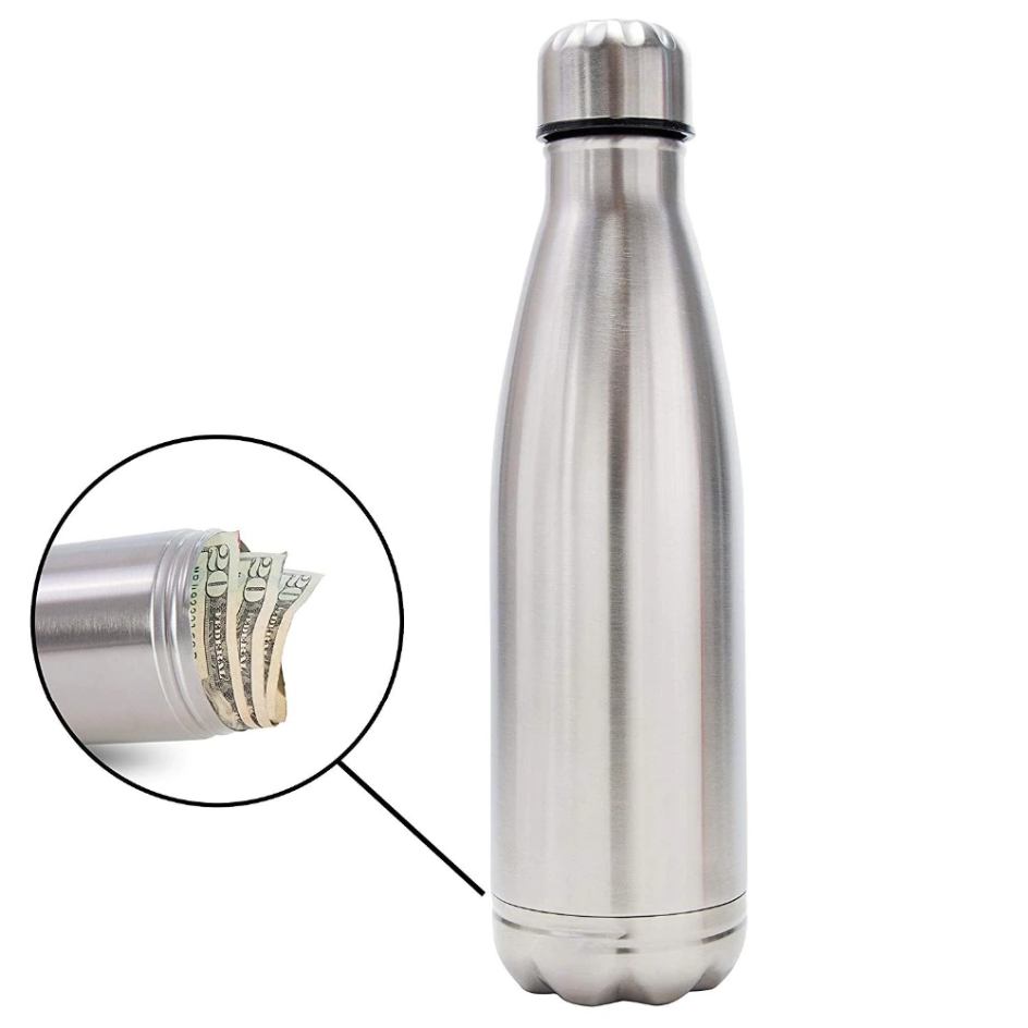 Stainless Steel Diversion Secret Safe Drinking Water Bottle-SPYMODS
