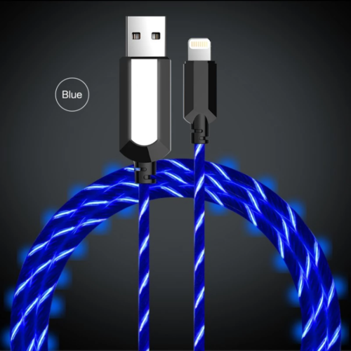 Glowing Flowing LED Light Indicator USB Charging Data Cable for Android or iOS!-SPYMODS