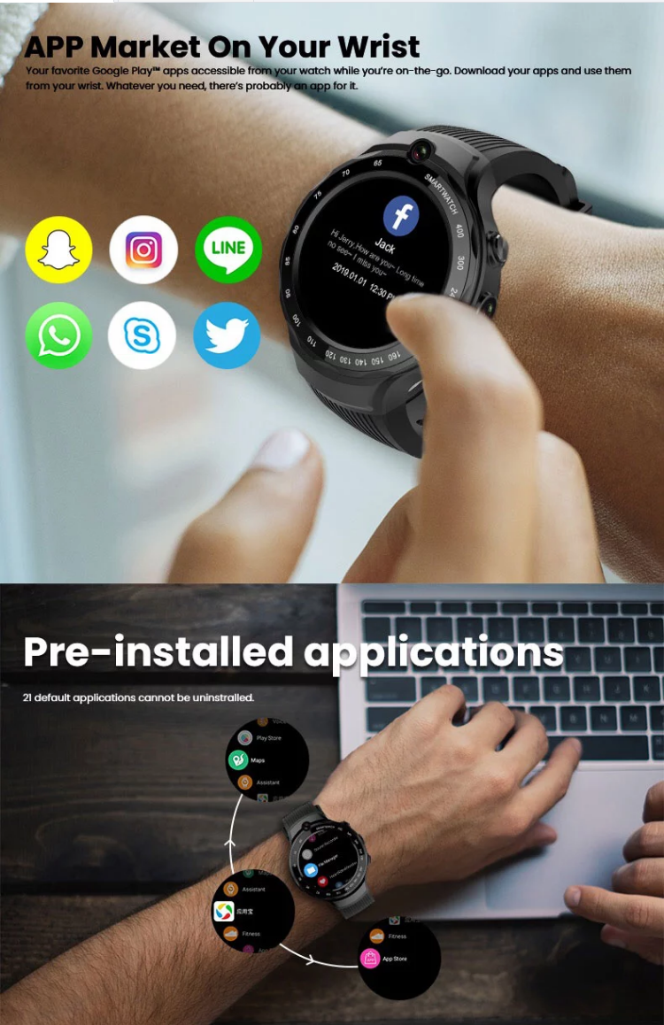 Android AMOLED GPS Smart Watch with DUAL Camera 2.0 MP Android & Google Store-SPYMODS