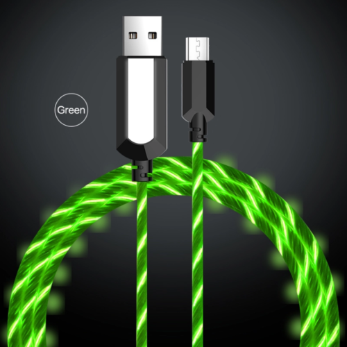 Glowing Flowing LED Light Indicator USB Charging Data Cable for Android or iOS!-SPYMODS